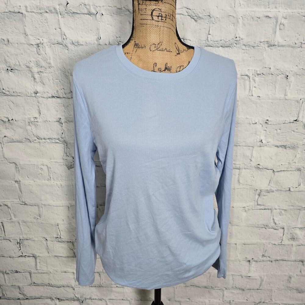 A New Day ribbed basic tee various Sz blue long sleeve scoop neck casual stretch